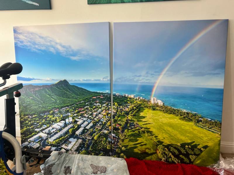 48x72 INCH CANVAS DISPLAY OF RAINBOW LANDING ON OUTRIGGER